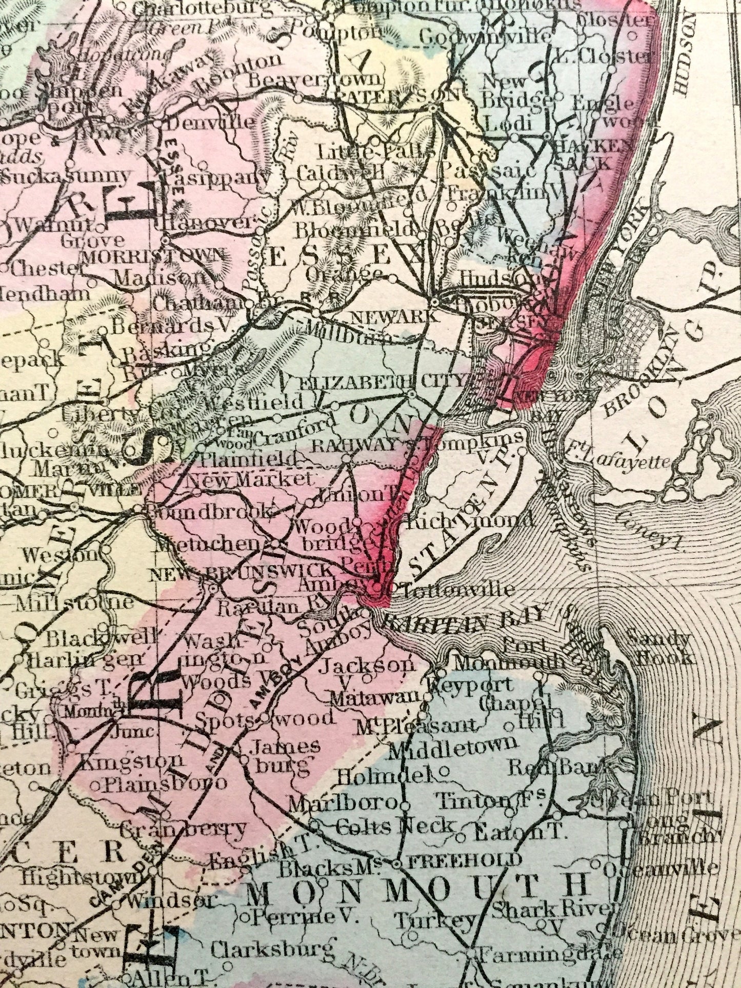 Antique 1874 Maryland, New Jersey & Delaware State Map by S.A. Mitchell – Baltimore, Washington DC, Wilmington, Pennsylvania, Cape May NJ MD
