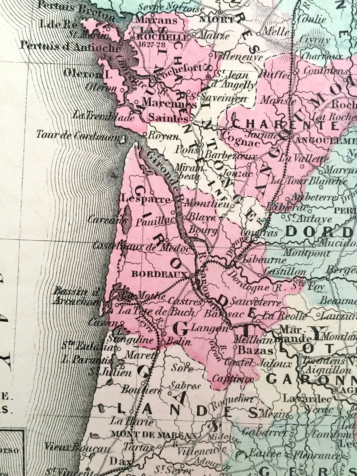 Antique 1864 France, Holland & Belgium Map by Johnson and Ward – Paris, Amsterdam, Brussels, Rotterdam, Nantes, Lyon, Dusseldorf, Luxembourg