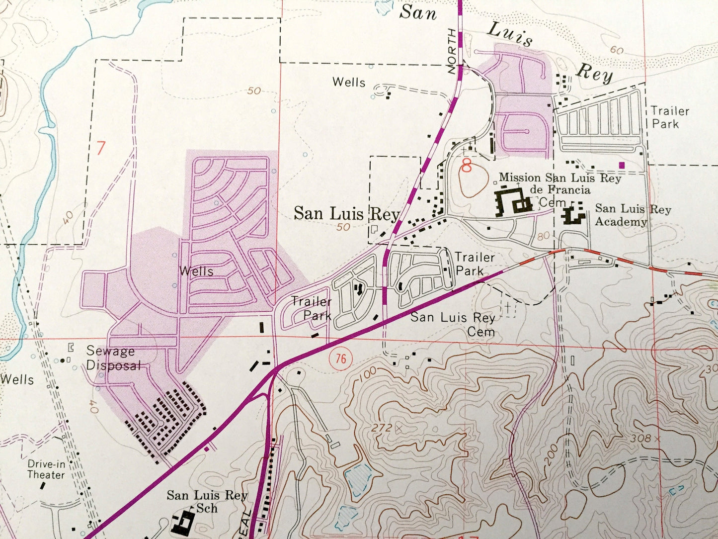 Antique San Luis Rey, California 1968 US Geological Survey Topographic Map – San Diego County, Camp Pendleton, Carlsbad, Oceanside, Vista CA
