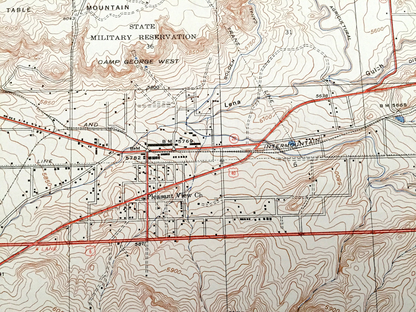 Antique Morrison, Colorado 1938 US Geological Survey Topographic Map – Golden, Idledale, Red Rocks, Jefferson County, Green Mountain