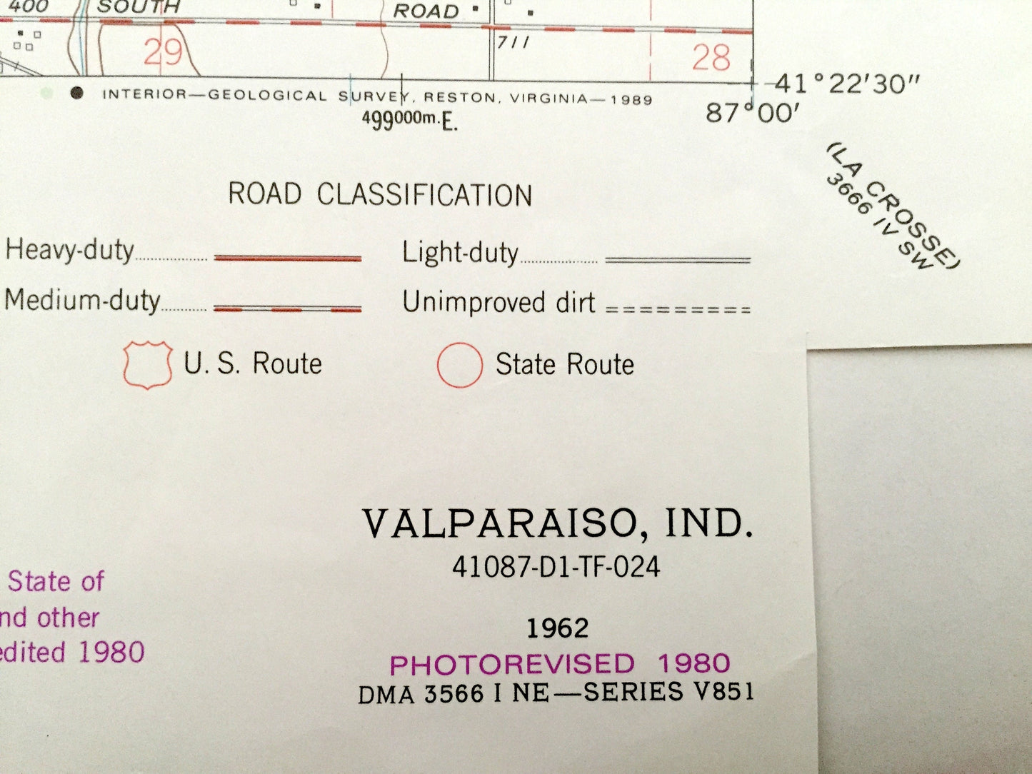 Antique Valparaiso, Indiana 1962 US Geological Survey Topographic Map – Center, Washington, Porter, Morgan, Porter County, Westhill, IN