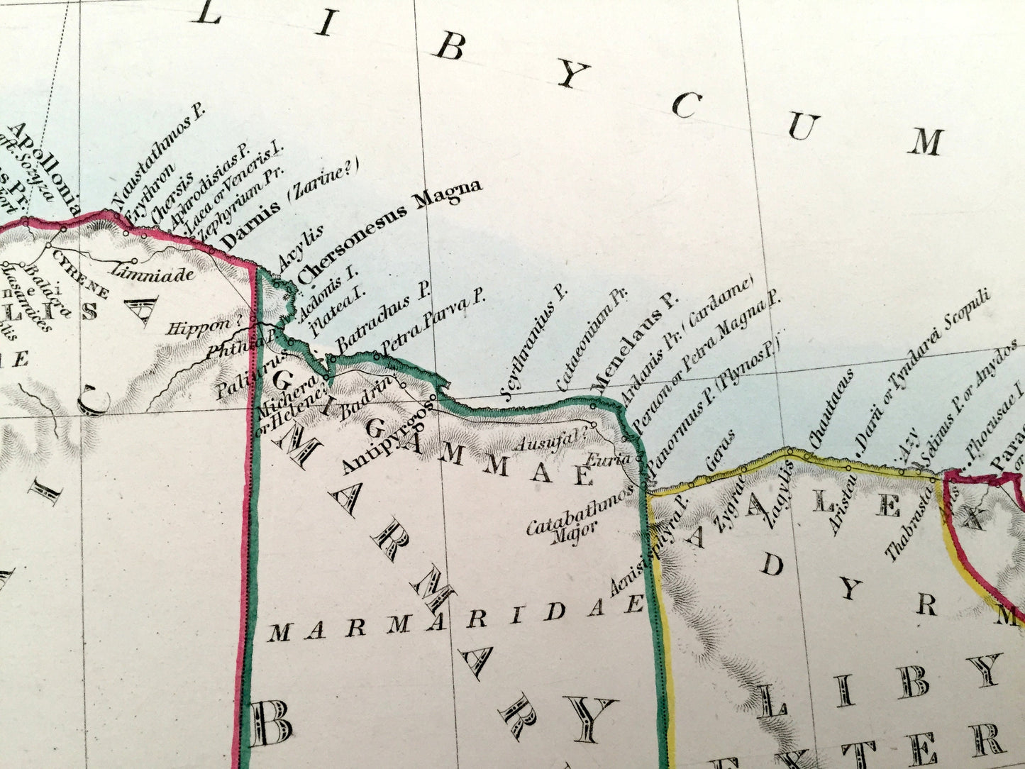 Antique 1856 Ancient Libya & Egypt Map from SDUK Atlas – Greece, Crete, Turkey, Tunisia, Peloponnesus, Sicily, Alexandria, Tripoli, Sfax