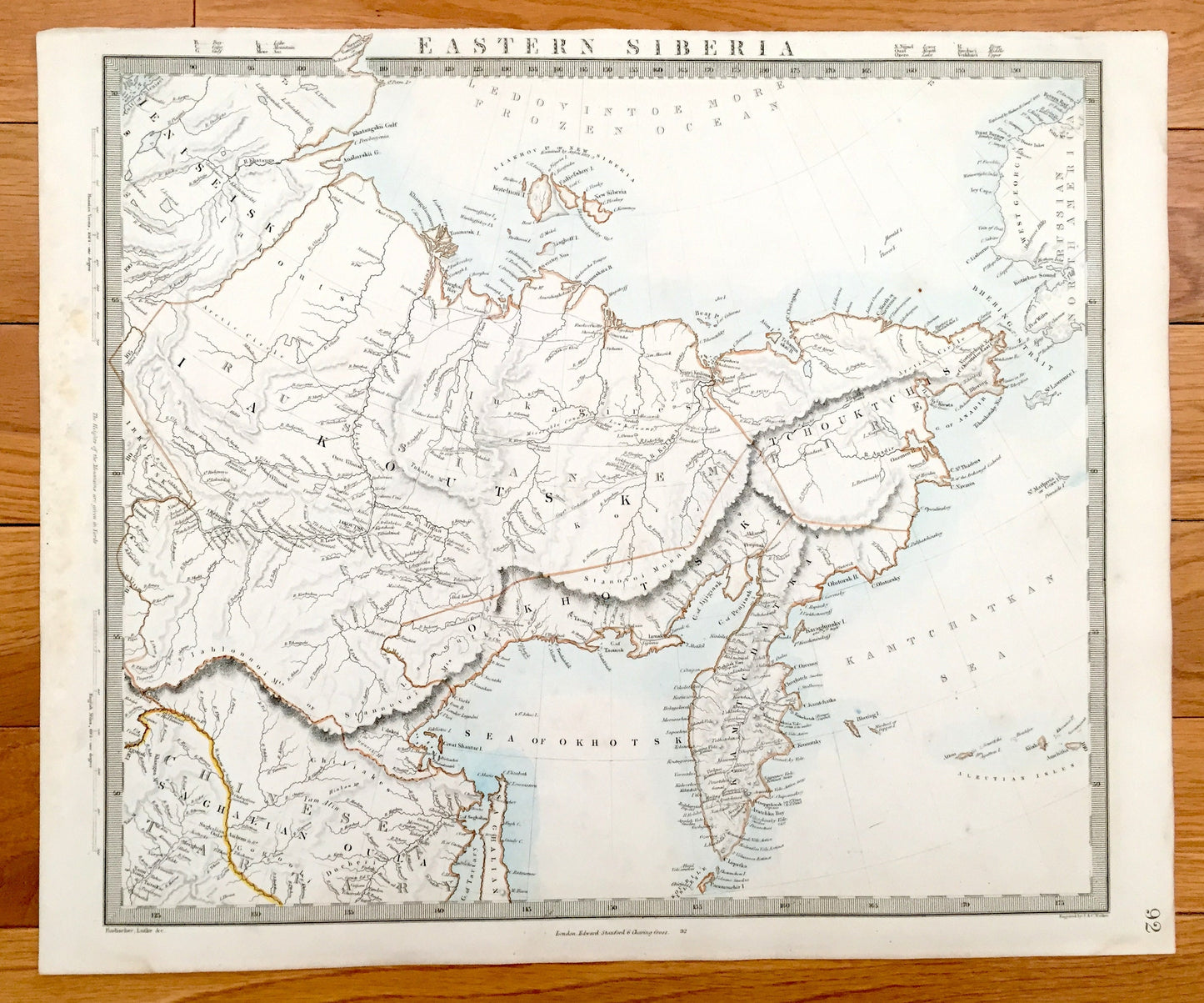 Antique 1845 Russia Map from SDUK Atlas – Eastern Siberia, China, Alaska, Tartar, Kamtchatka, Bering Strait, Okhotsk, Iakoutsk, Arctic Ocean