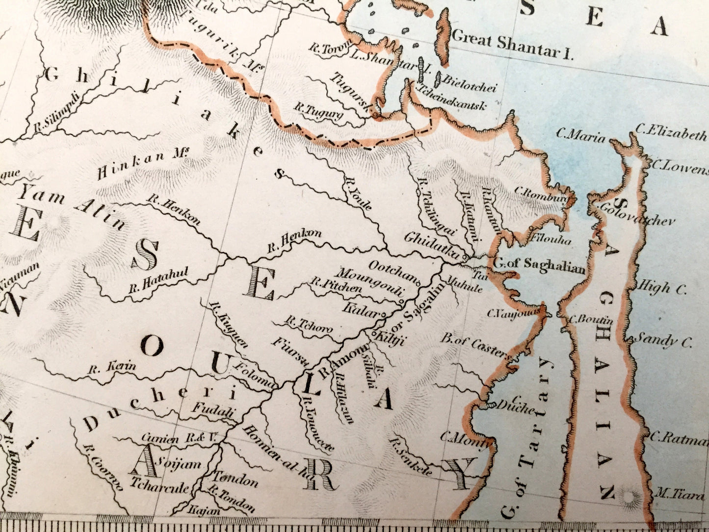 Antique 1845 Russia Map from SDUK Atlas – Eastern Siberia, China, Alaska, Tartar, Kamtchatka, Bering Strait, Okhotsk, Iakoutsk, Arctic Ocean