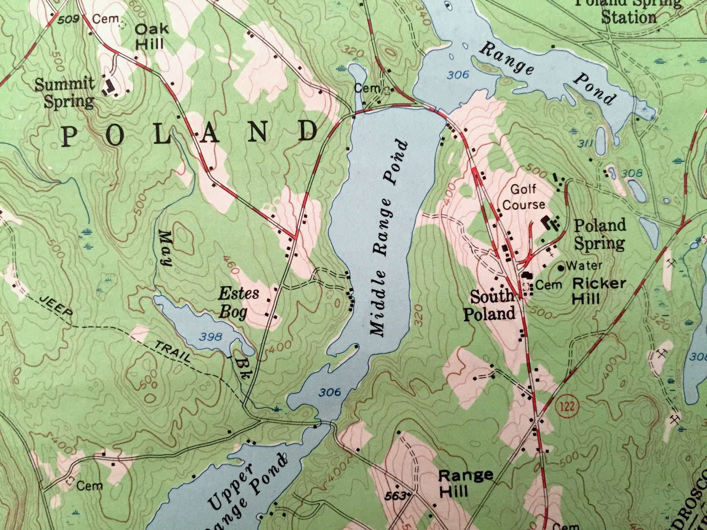 Antique Poland, Maine 1956 US Geological Survey Topographic Map – Mechanic Falls, Oxford County, Spring, Thompson Lake,, Androscoggin, ME