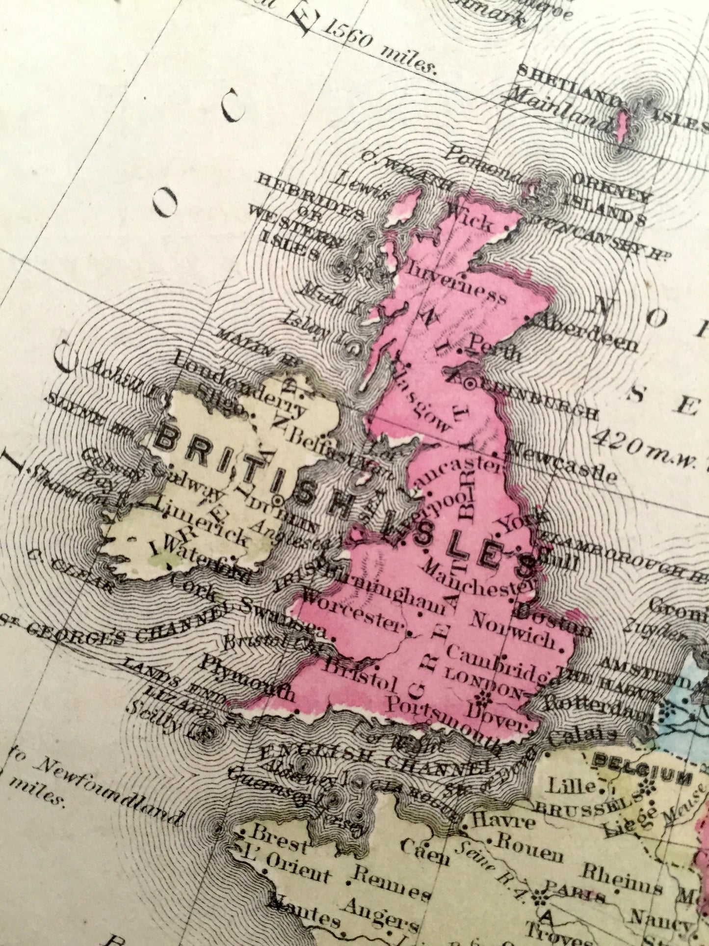 Antique Europe 1866 Rand McNally Map – England, France, Spain, Prussia, Austria, Turkey, Russia, Siberia, Italy, Norway, Sweden, Portugal