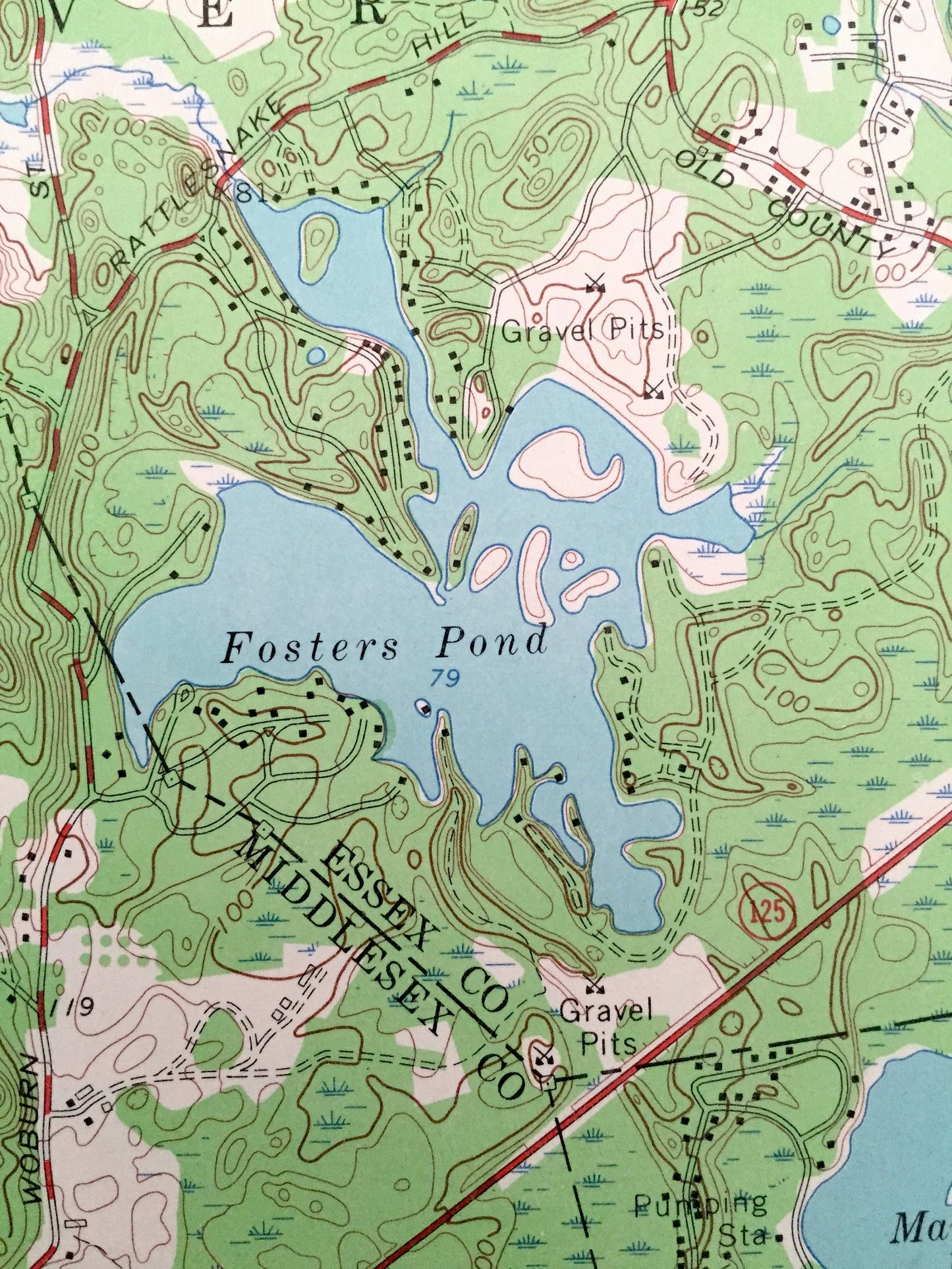 Antique Wilmington, Massachusetts 1965 US Geological Survey Topographic Map – Middlesex Co, Andover, Pinehurst, Burlington, Woburn, Bedford