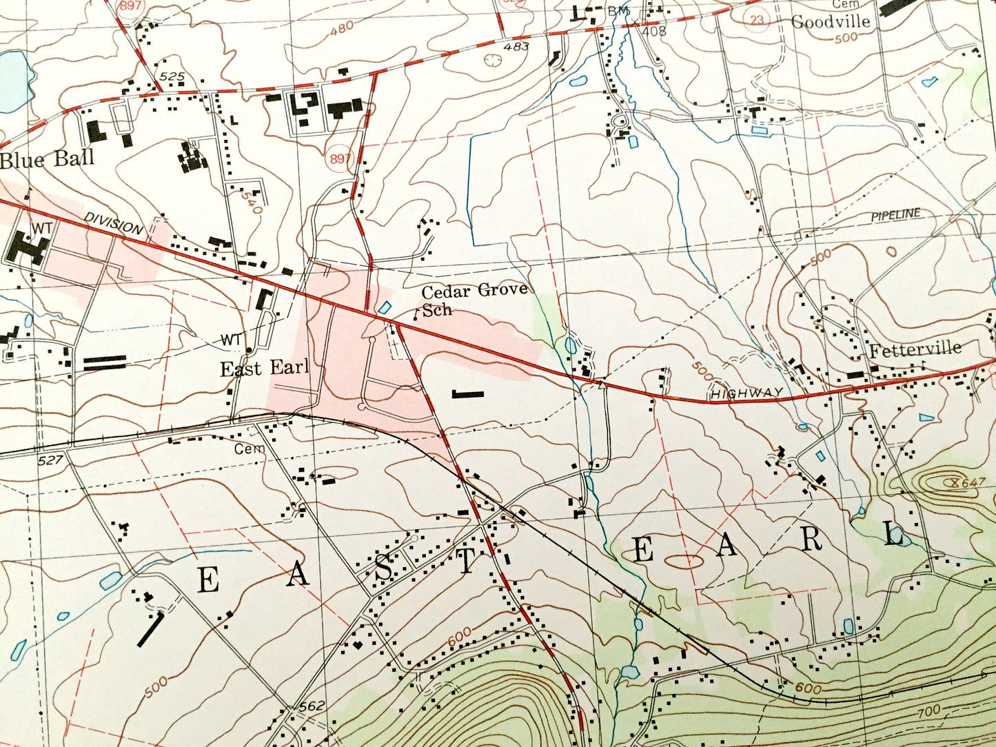 Antique New Holland, Pennsylvania 1999 US Geological Survey Topographic Map – Lancaster County, Salisbury, Leacock, East Earl, Paradise