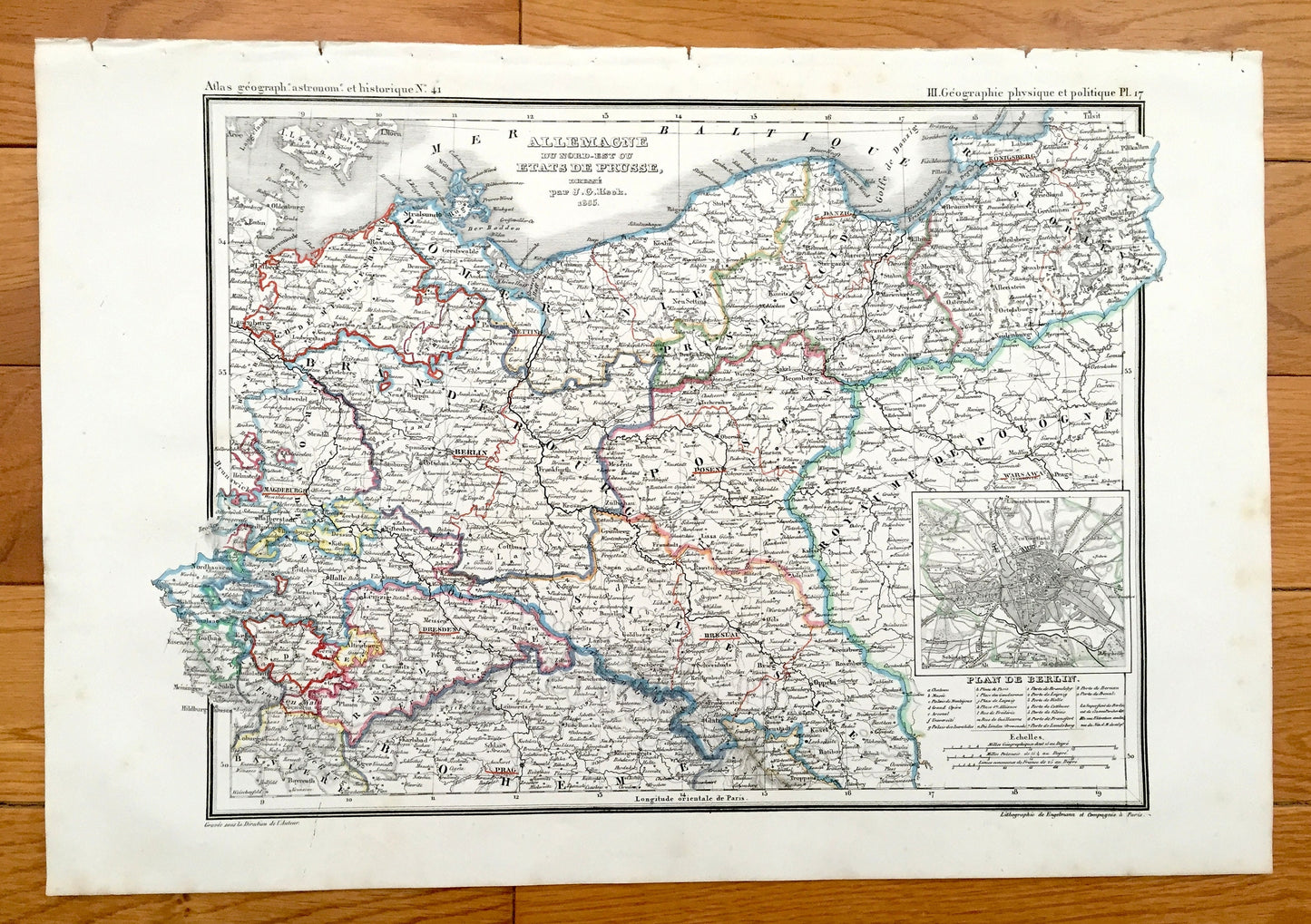 Antique 1835 Ancient Prussia Map from JG Heck's Atlas Géographique, Astronomique et Historique – Germany, Poland, Czech Republic, Magdeburg