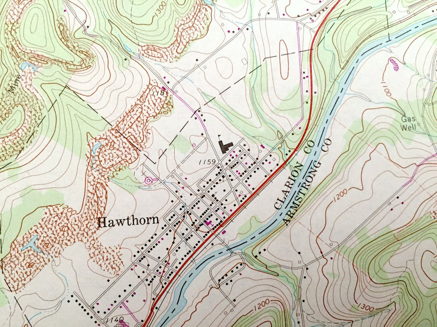 Antique New Bethlehem, Pennsylvania 1969 US Geological Survey Topographic Map – Clarion County, Armstrong County, Redbank, Porter, Limestone
