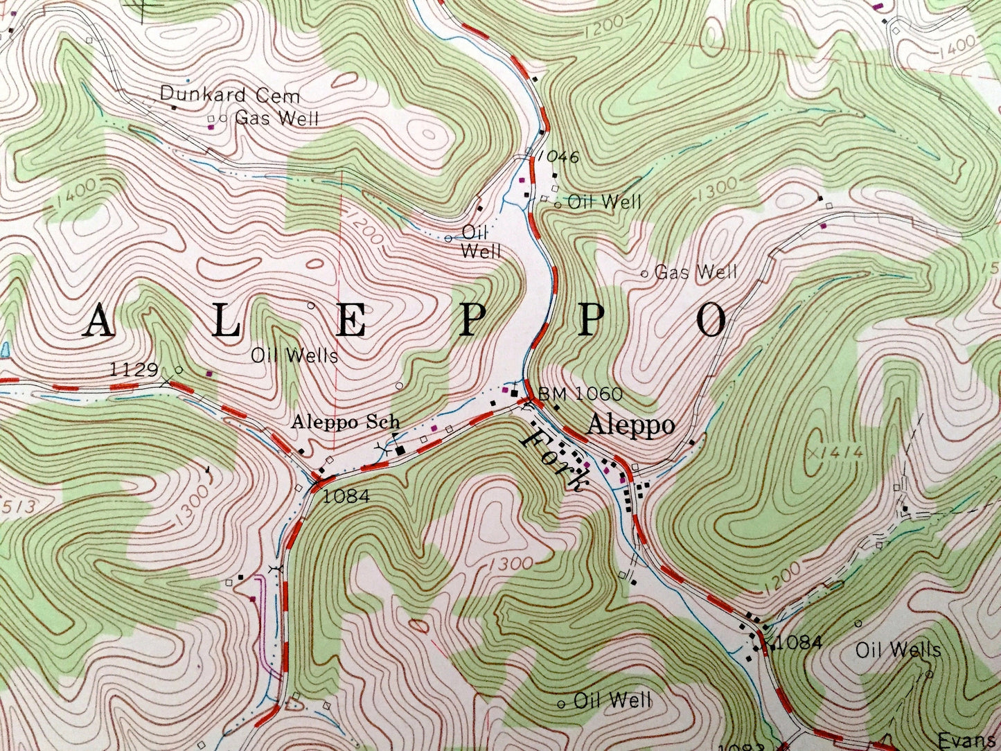 Antique New Freeport, Pennsylvania 1964 US Geological Survey Topographic Map – Greene County, Aleppo, Springhill, Richhill, Jackson, Gilmore
