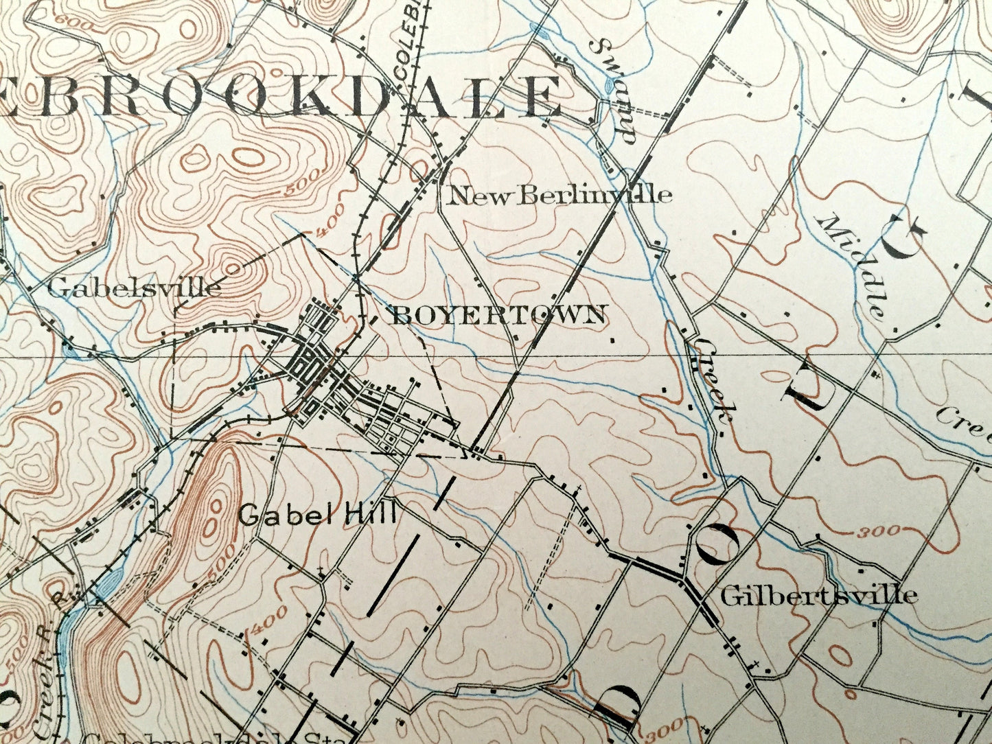 Antique Boyertown, Pennsylvania 1902 US Geological Survey Topographic Map – Berks County, Rockland, Limerick, Hereford, Pottstown, Amity, PA