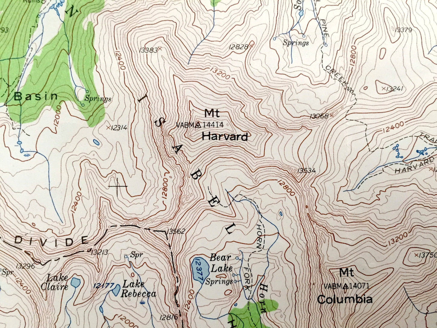 Antique Mt Harvard, Colorado 1955 US Geological Survey Topographic Map – Chaffee, Gunnison County, San Isabel National Forest Tincup Yale CO