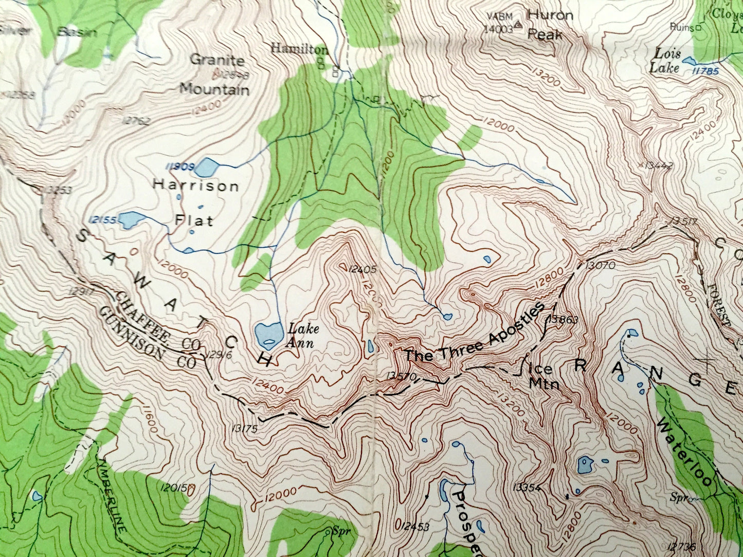 Antique Mt Harvard, Colorado 1955 US Geological Survey Topographic Map – Chaffee, Gunnison County, San Isabel National Forest Tincup Yale CO