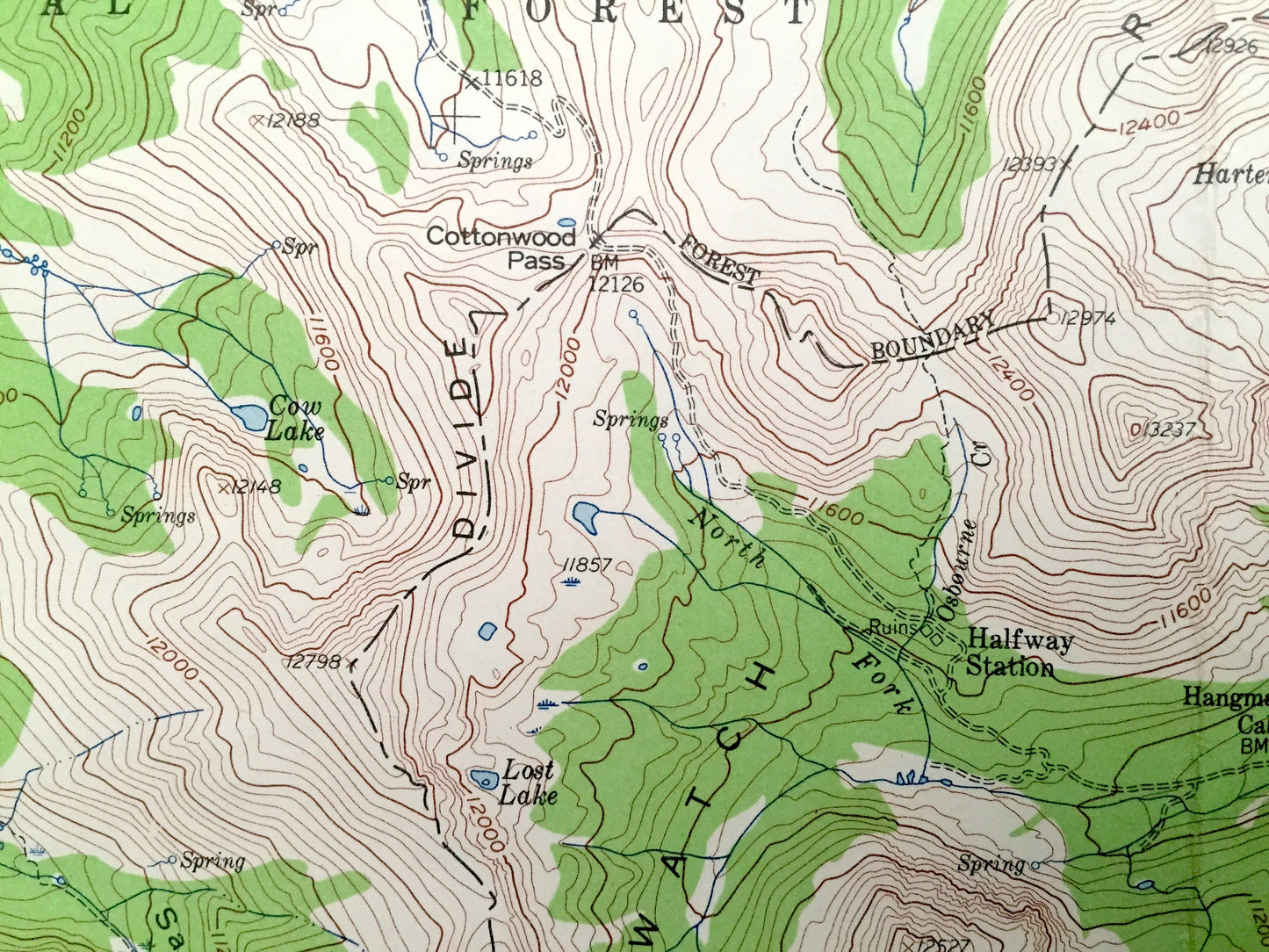 Antique Mt Harvard, Colorado 1955 US Geological Survey Topographic Map – Chaffee, Gunnison County, San Isabel National Forest Tincup Yale CO