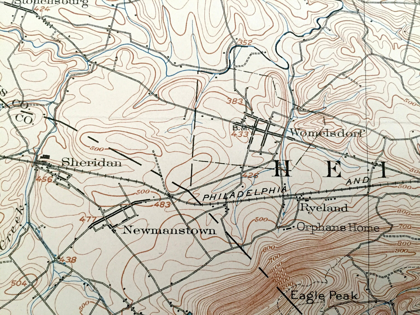 Antique Wernersville, Pennsylvania 1902 US Geological Survey Topographic Map – Berks County, Bethel, Spring, Heidelberg, Marion, Strausstown