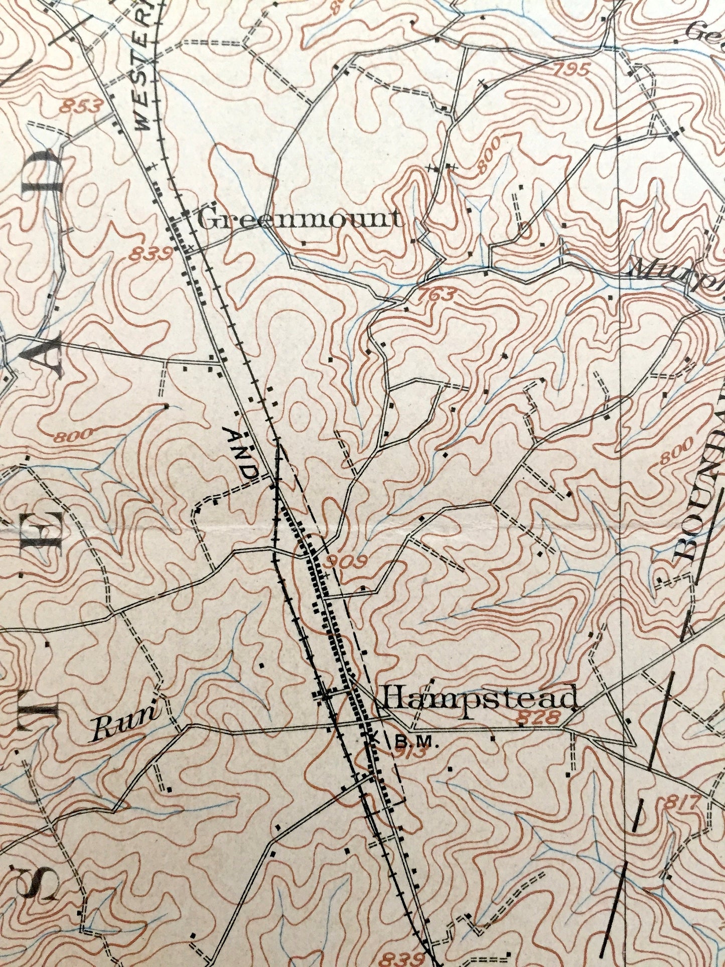 Antique Westminster, Maryland 1905 US Geological Survey Topographic Map – Baltimore, Carroll, York County, Pennsylvania, Prettyboy Reservoir