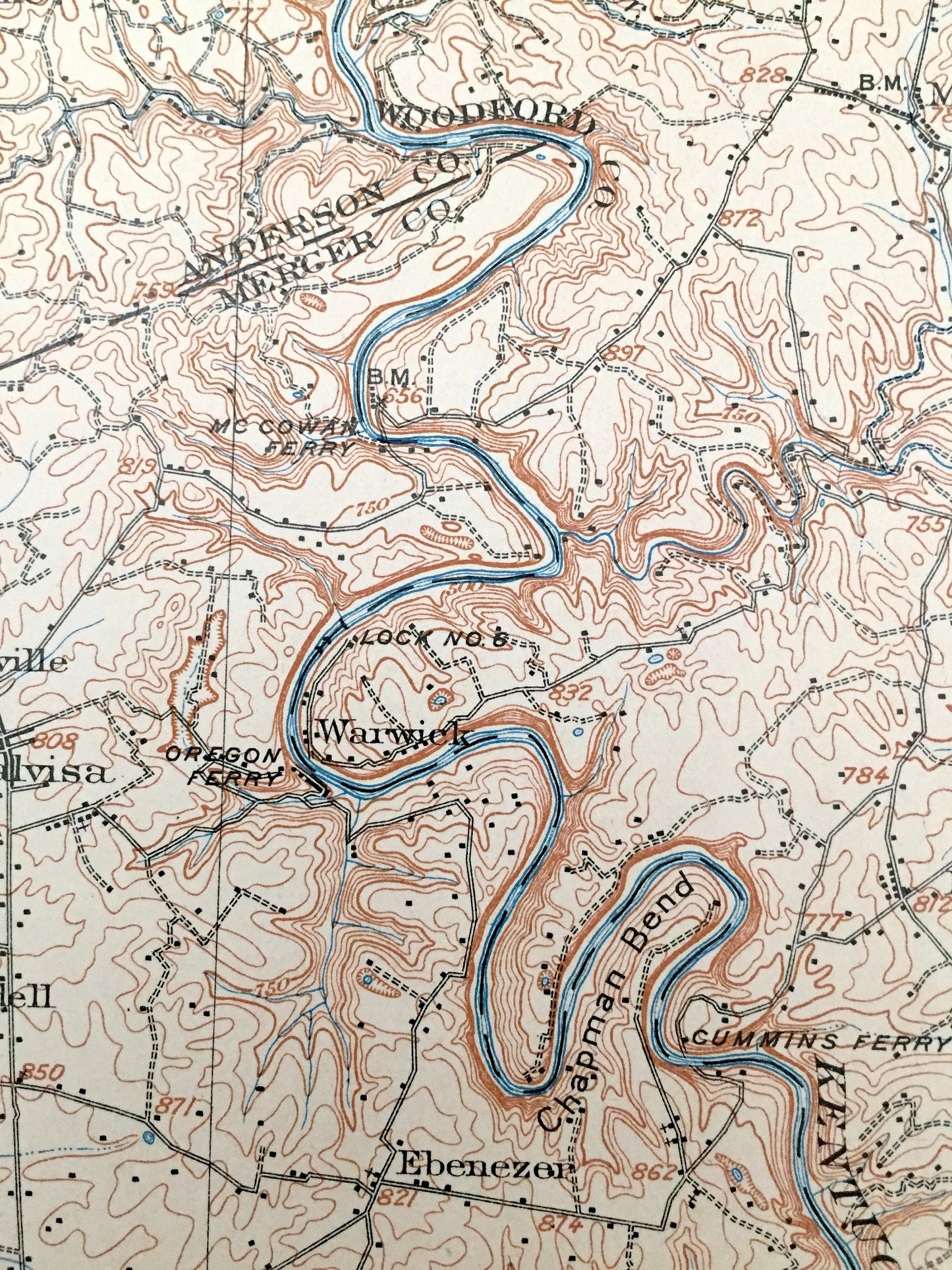 Antique Harrodsburg, Kentucky 1905 US Geological Survey Topographic Map – Mercer County, Bulgin, Cornishville, Shelby, Stanford, Perryville