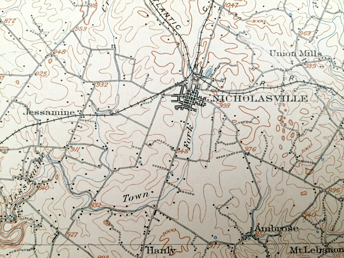 Antique Harrodsburg, Kentucky 1905 US Geological Survey Topographic Map – Mercer County, Bulgin, Cornishville, Shelby, Stanford, Perryville