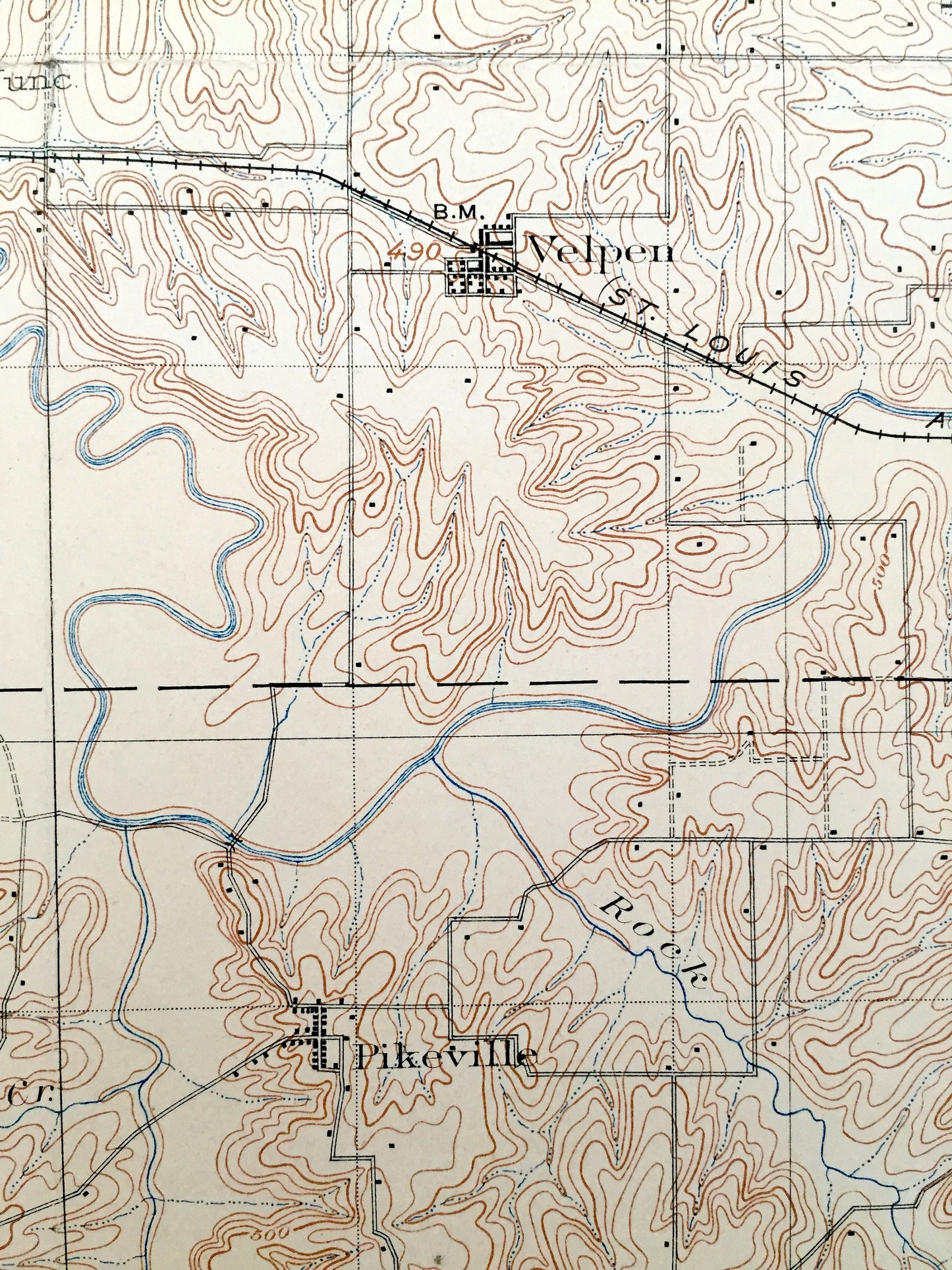 Antique Velpen, Indiana 1903 US Geological Survey Topographic Map – Pike and Dubois County, Pikeville, Augusta, Otwell, Winslow, Ireland, IN