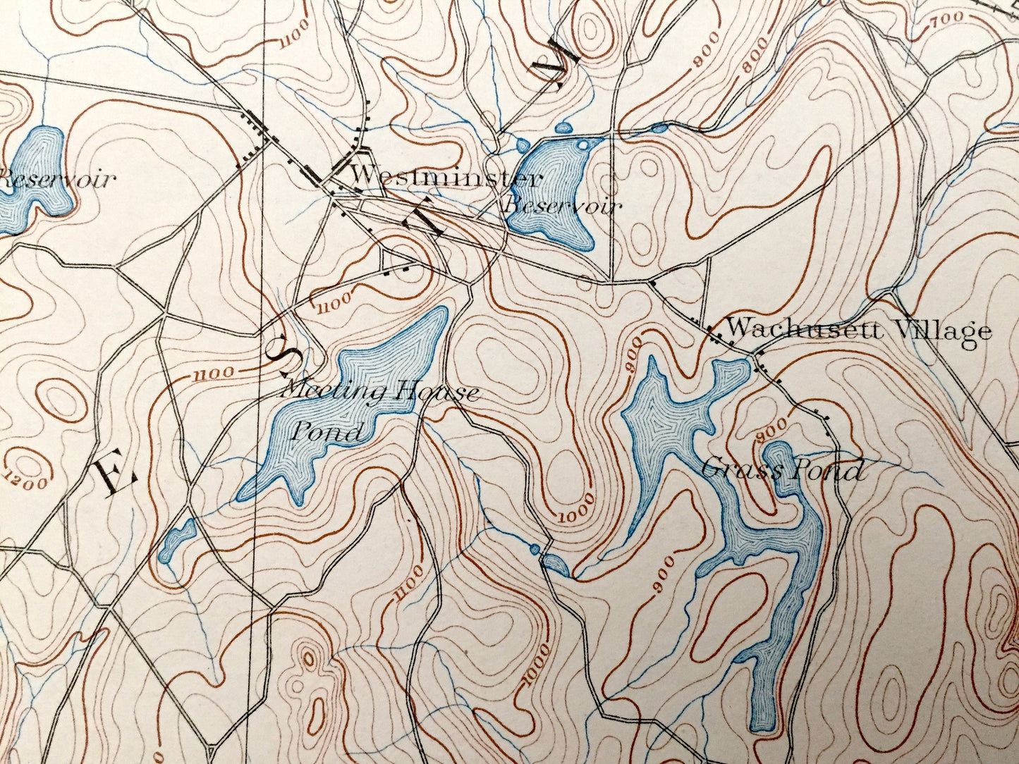 Antique Fitchburg, Massachusetts 1893 US Geological Survey Topographic Map – Ashby, Leominster & Rindge, New Ipswich, New Hampshire, ME NH