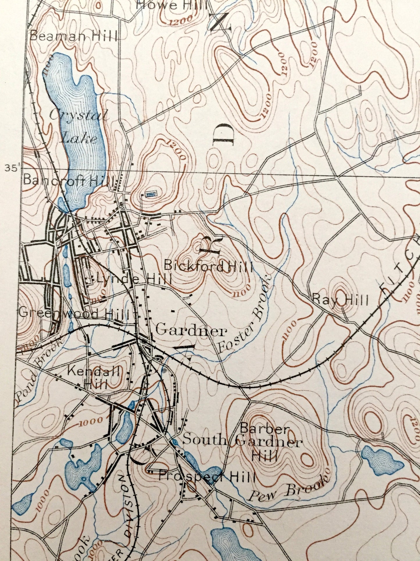 Antique Fitchburg, Massachusetts 1893 US Geological Survey Topographic Map – Ashby, Leominster & Rindge, New Ipswich, New Hampshire, ME NH