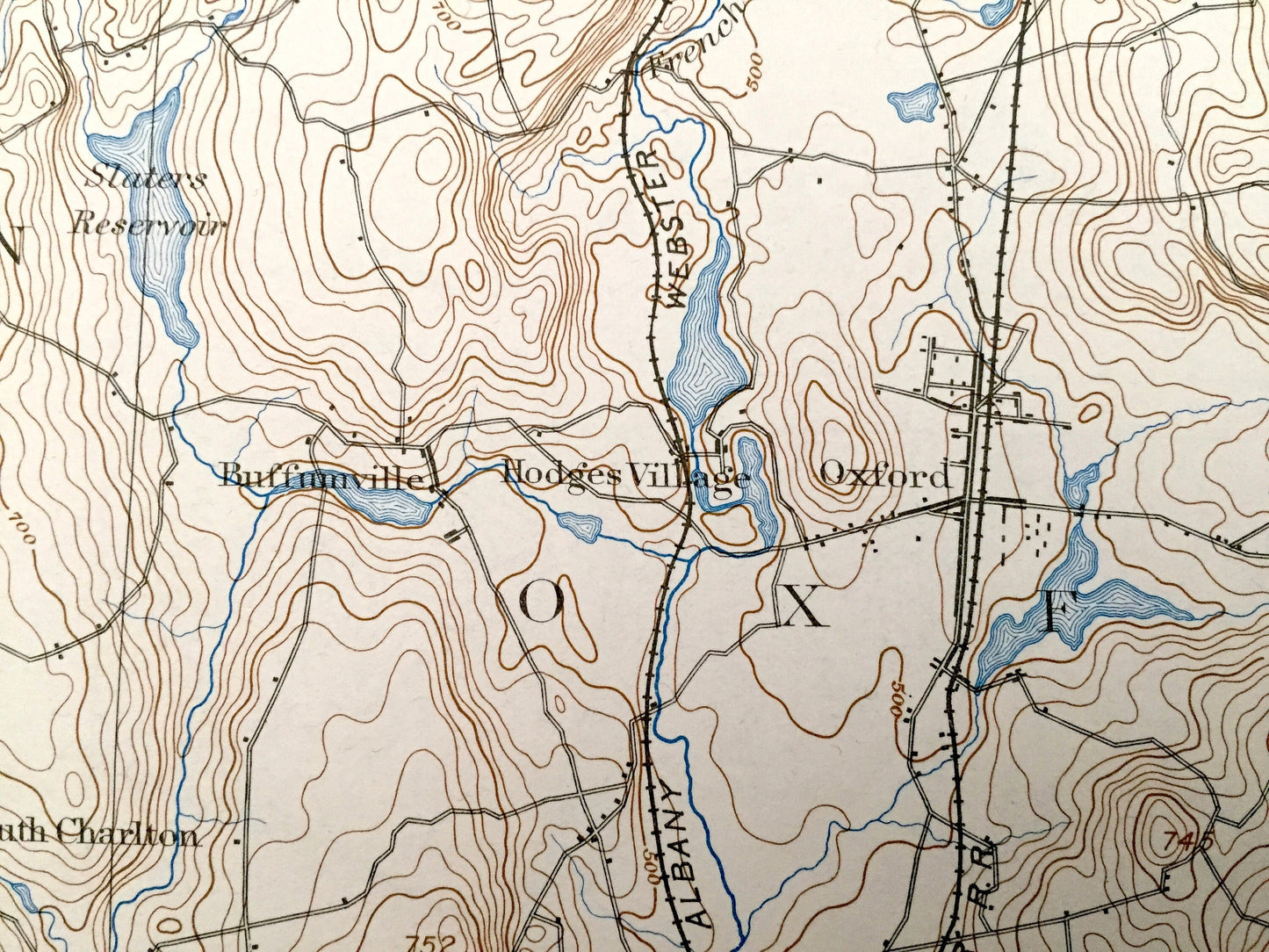Antique Webster, Massachusetts 1892 US Geological Survey Topographic Map – Charlton, Oxford, Auburn, Millbury, Sutton, Dudley, Spencer, MA