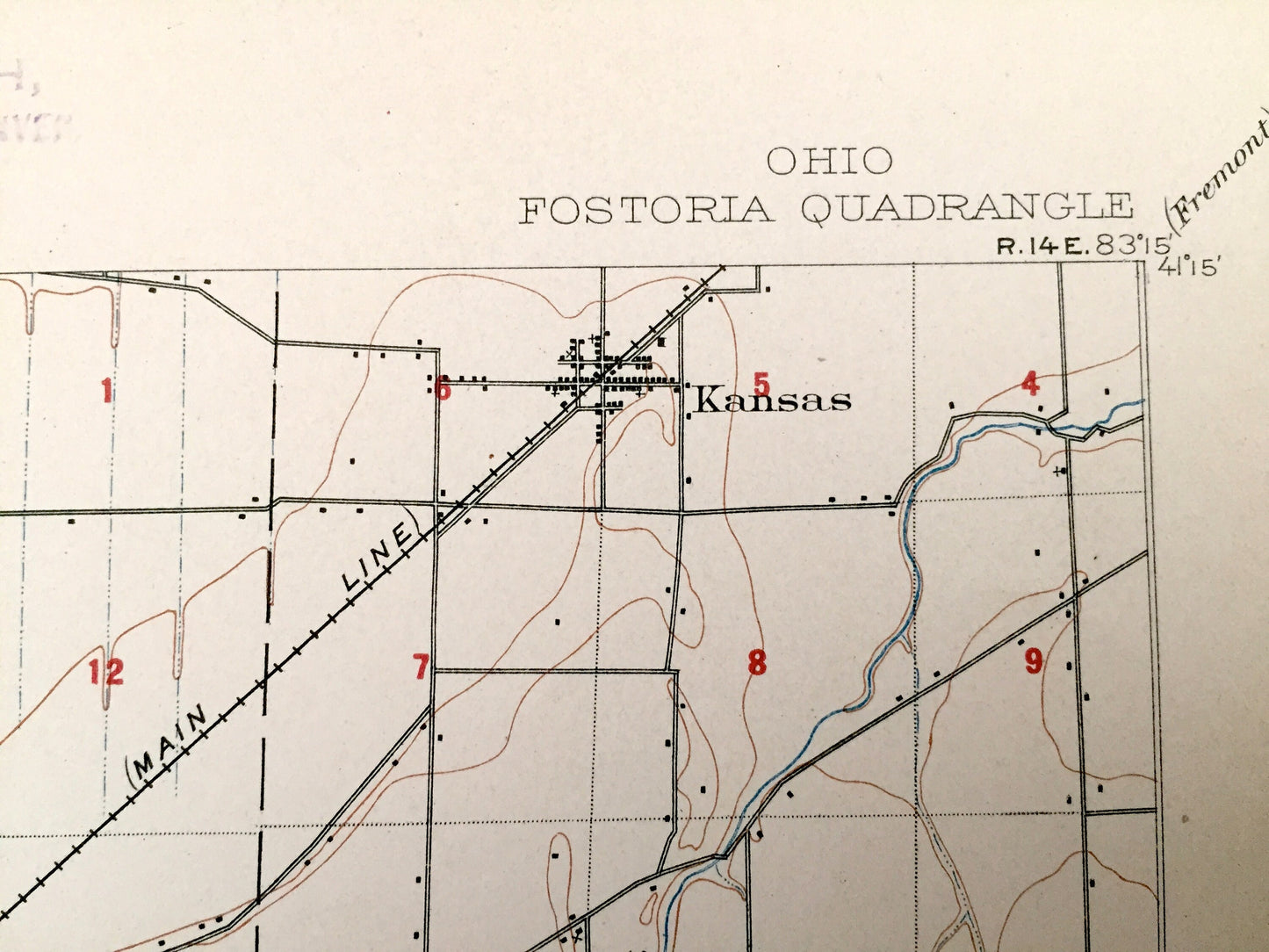 Antique Fostoria, Ohio 1903 US Geological Survey Topographic Map – Seneca County, Perry, Biglick, West Millgrove, Amsden, New Riegel, Alvada