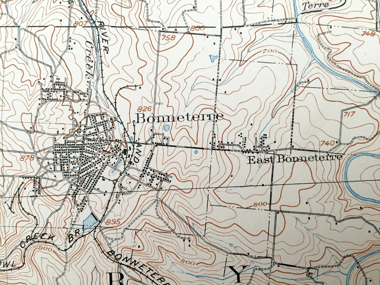 Antique Bonneterre, Missouri 1905 US Geological Survey Topographic Map – Washington, St Francois County, Desloge, Flat River, Central, MO