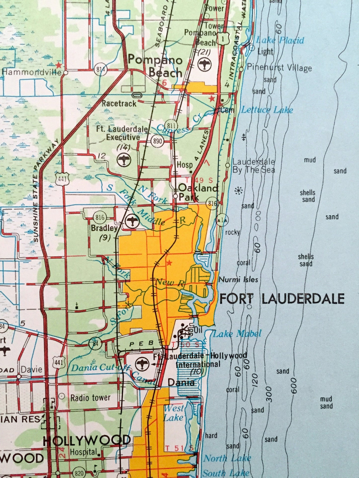 Antique West Palm Beach, Florida 1954 US Geological Survey Topographic Map – Fort Lauderdale, Hollywood, Boca Raton, Delray, Lantana, FL