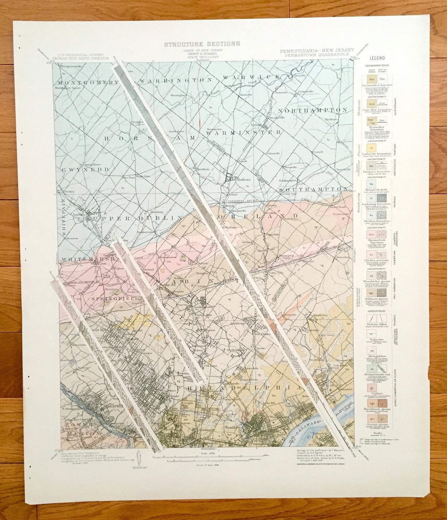 Antique Philadelphia, Pennsylvania 1894 U.S. Geological Survey Map - Germantown, Manayunk, Mt Airy, Chestnut Hill, Ambler, Lower Merion, PA