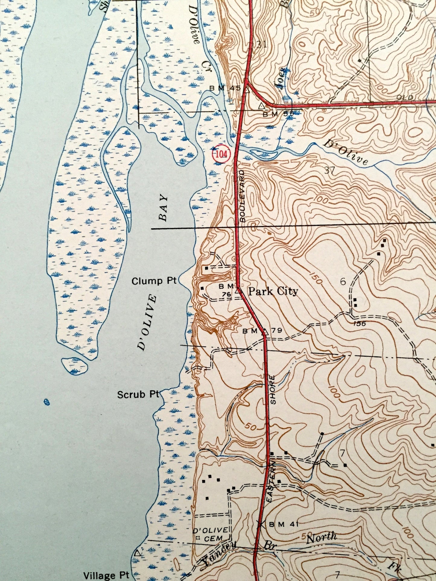 Antique Bridgehead, Alabama 1943 US Geological Survey Topographic Map – Baldwin County, Blakeley, Park City, The Village, Chacaloochee Bay