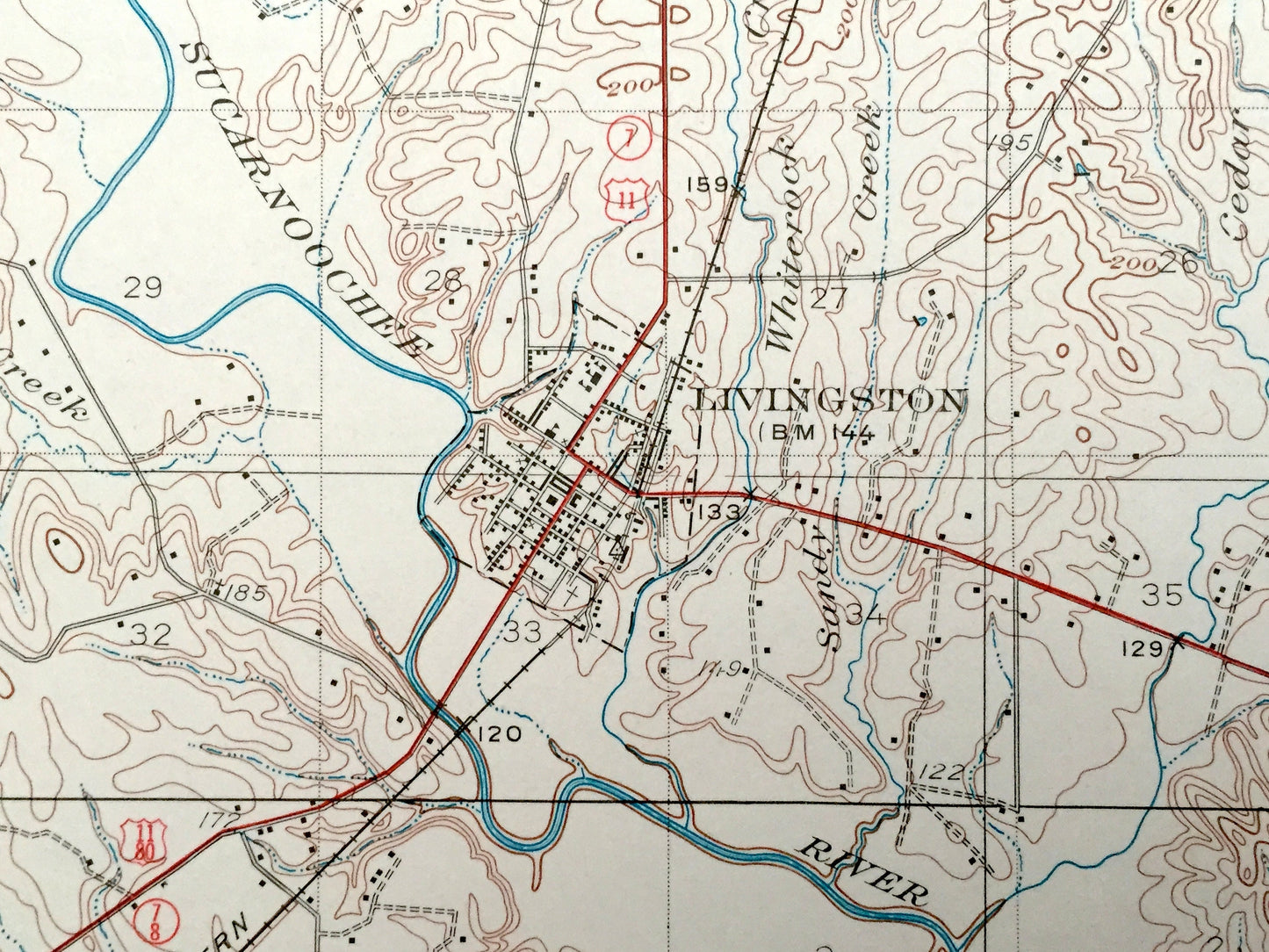 Antique Epes, Alabama 1932 US Geological Survey Topographic Map – Sumter County, Sumterville, Weston, Miller, Potts Creek, Hixon, Livingston