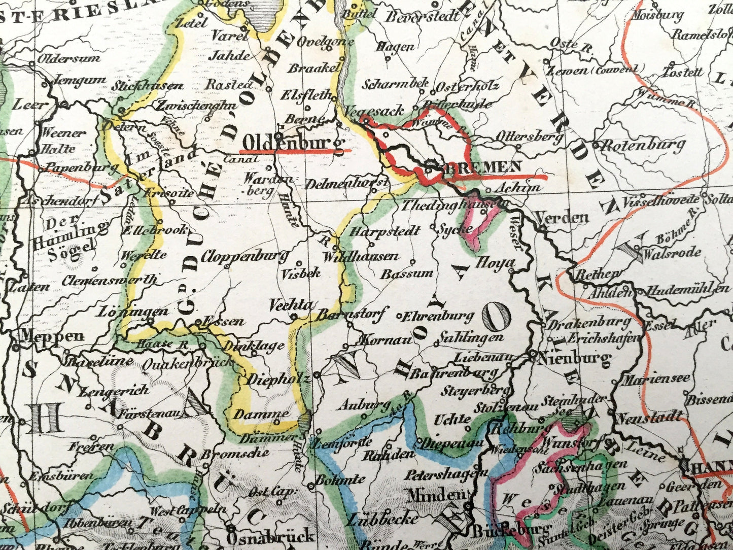 Antique 1832 Ancient Germany Map from JG Heck's Atlas Géographique, Astronomique et Historique – Netherlands, Belgium, Amsterdam, Brussels