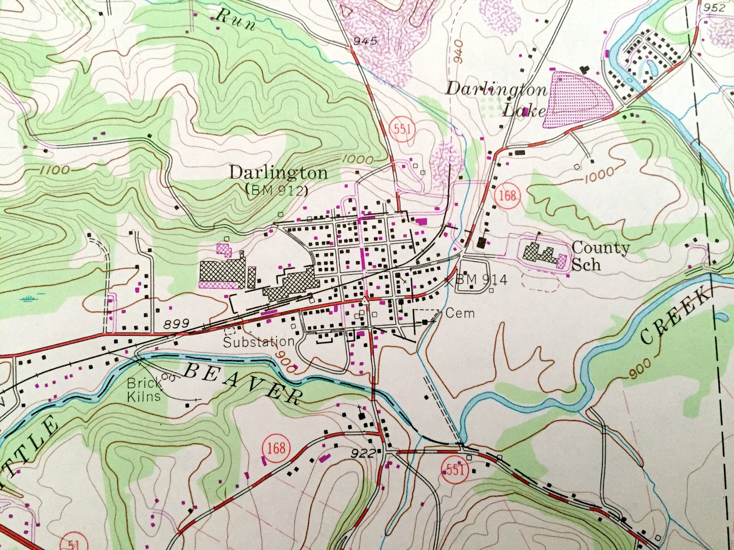Antique New Galilee, Pennsylvania 1957 US Geological Survey Topographic Map – Lawrence County, Beaver County, Darlington, South Beaver