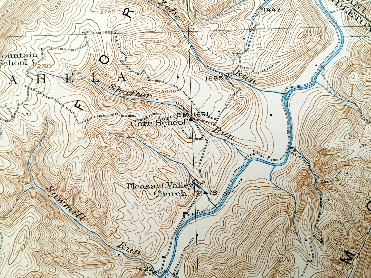 Antique Onego, West Virginia 1922 US Geological Survey Topographic Map – Pendleton County, Milroy, Harperton, Upper Tract, Branch, Laneville