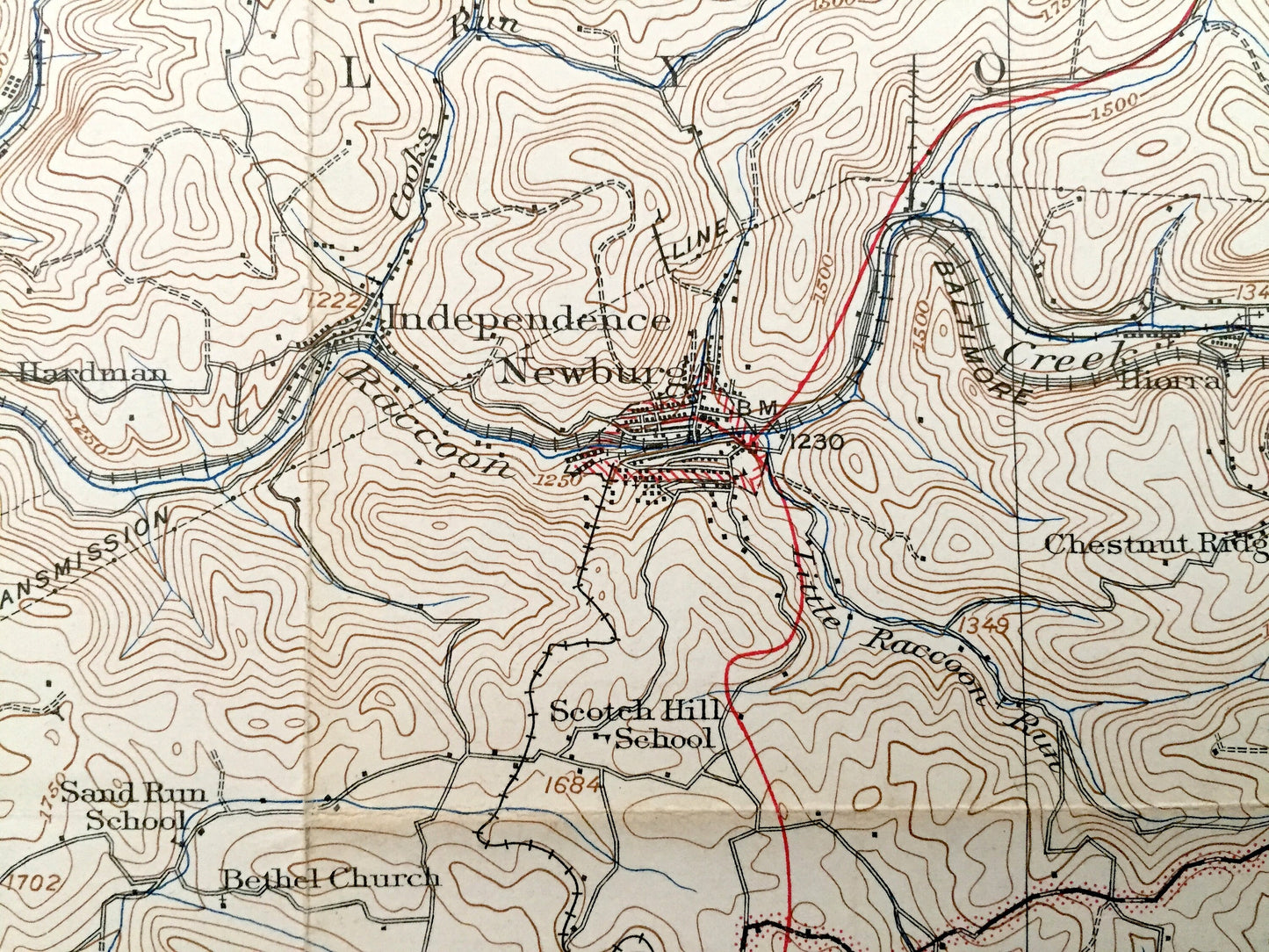 Antique Thornton, West Virginia 1926 US Geological Survey Topographic Map – Taylor County, Towson, Denver, Reno, Sinclair, Jessop, Winfield