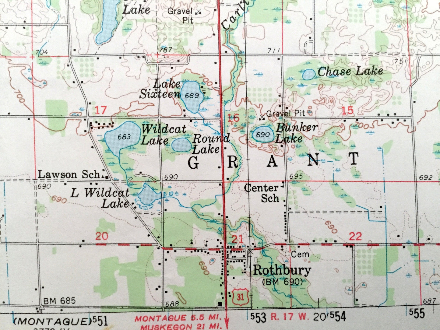 Antique Hart, Michigan 1959 US Geological Survey Topographic Map – Oceana County, Golden, Benona, Shelby, Manistee Marquette State Forest MI