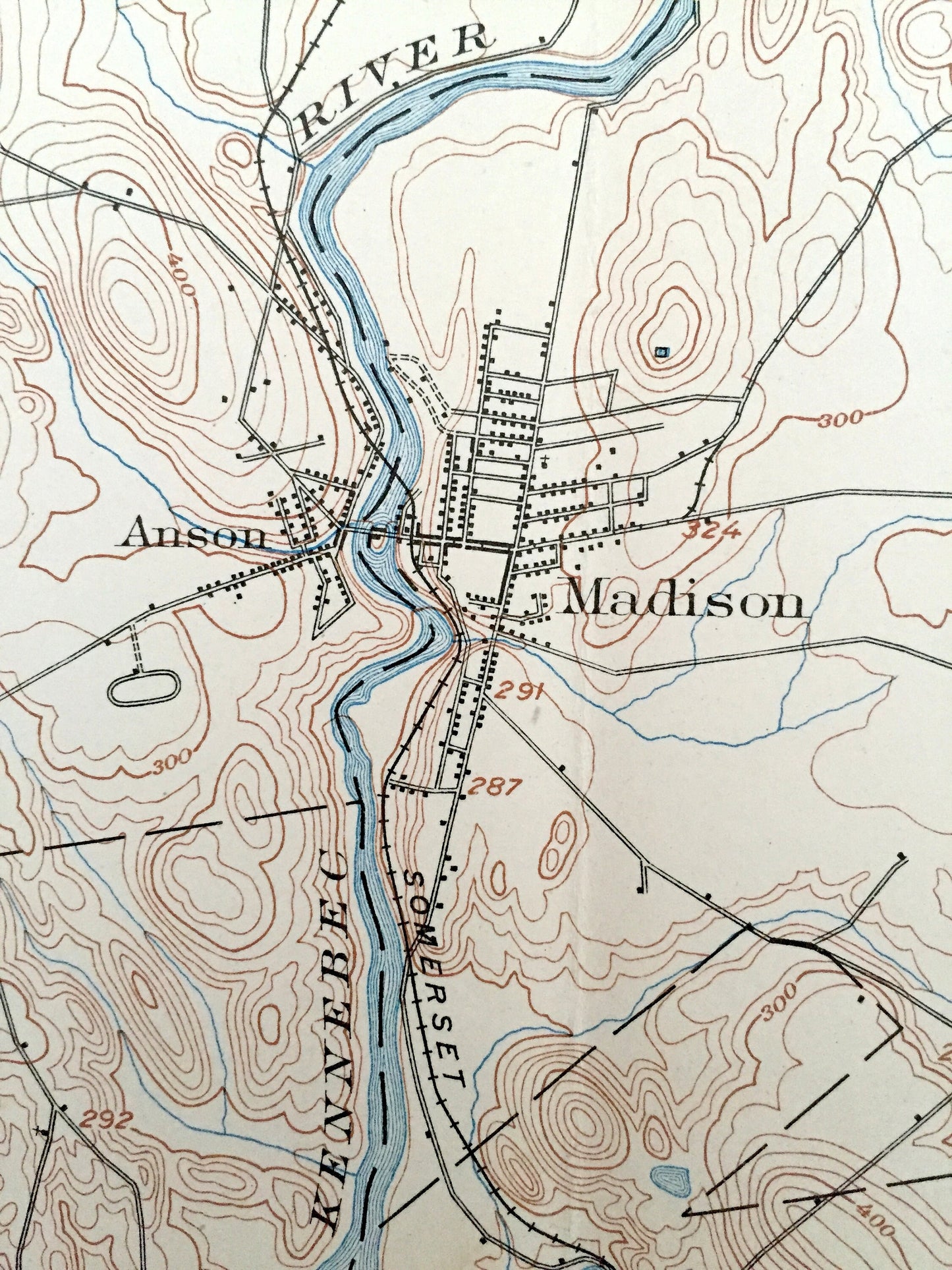 Antique Anson, Maine 1904 US Geological Survey Topographic Map – Somerset County, Madison, Bingham, Embden, Adison, Stark, Hayden Lake, ME
