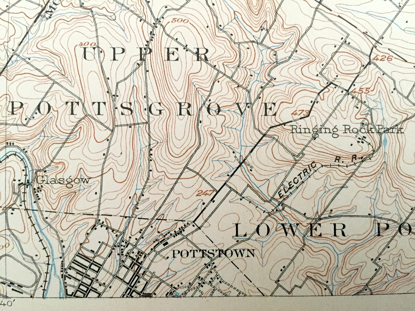 Antique Boyertown, Pennsylvania 1902 US Geological Survey Topographic Map – Berks County, Rockland, Limerick, Hereford, Pottstown, Amity, PA