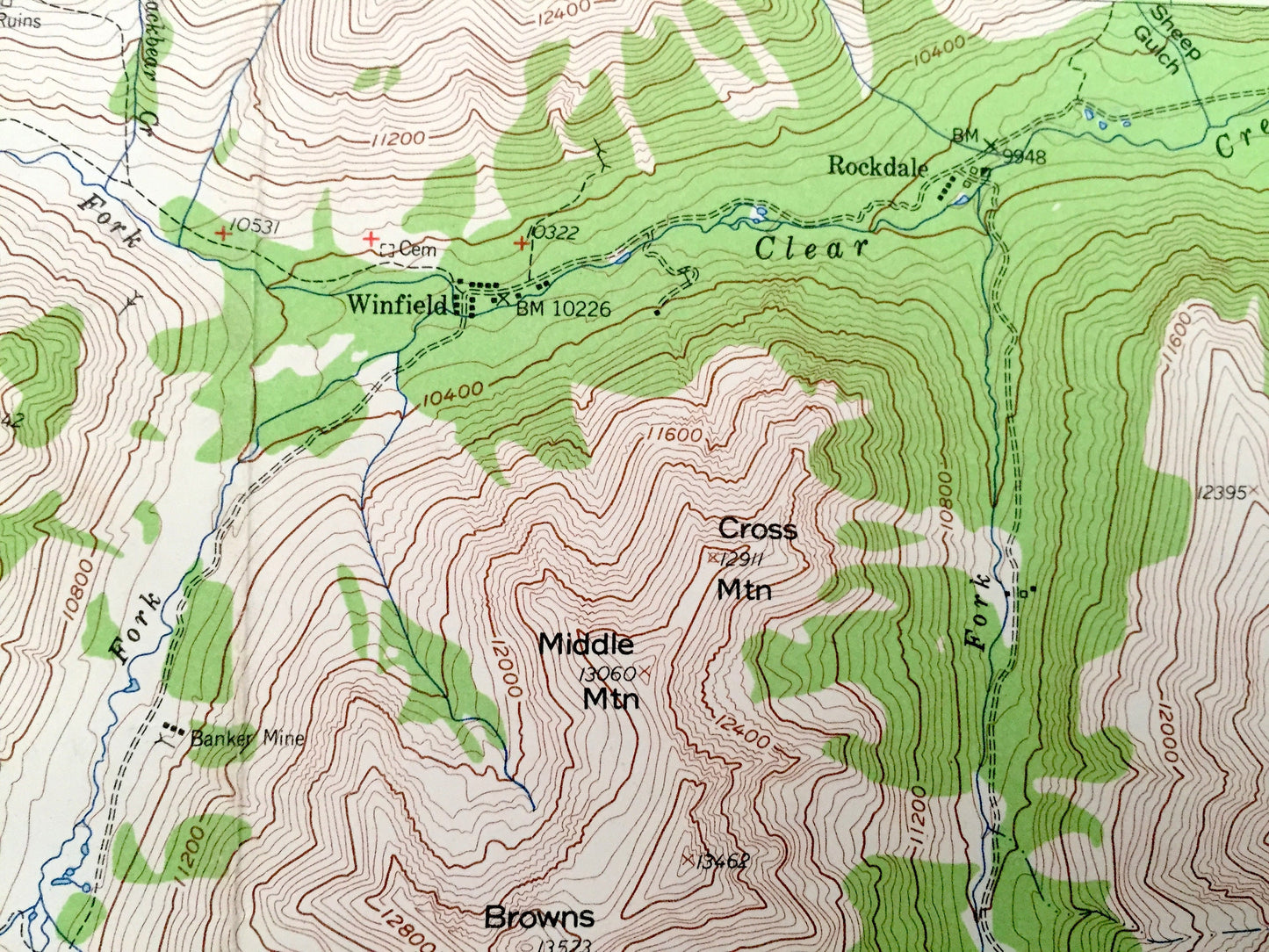 Antique Mt Harvard, Colorado 1955 US Geological Survey Topographic Map – Chaffee, Gunnison County, San Isabel National Forest Tincup Yale CO