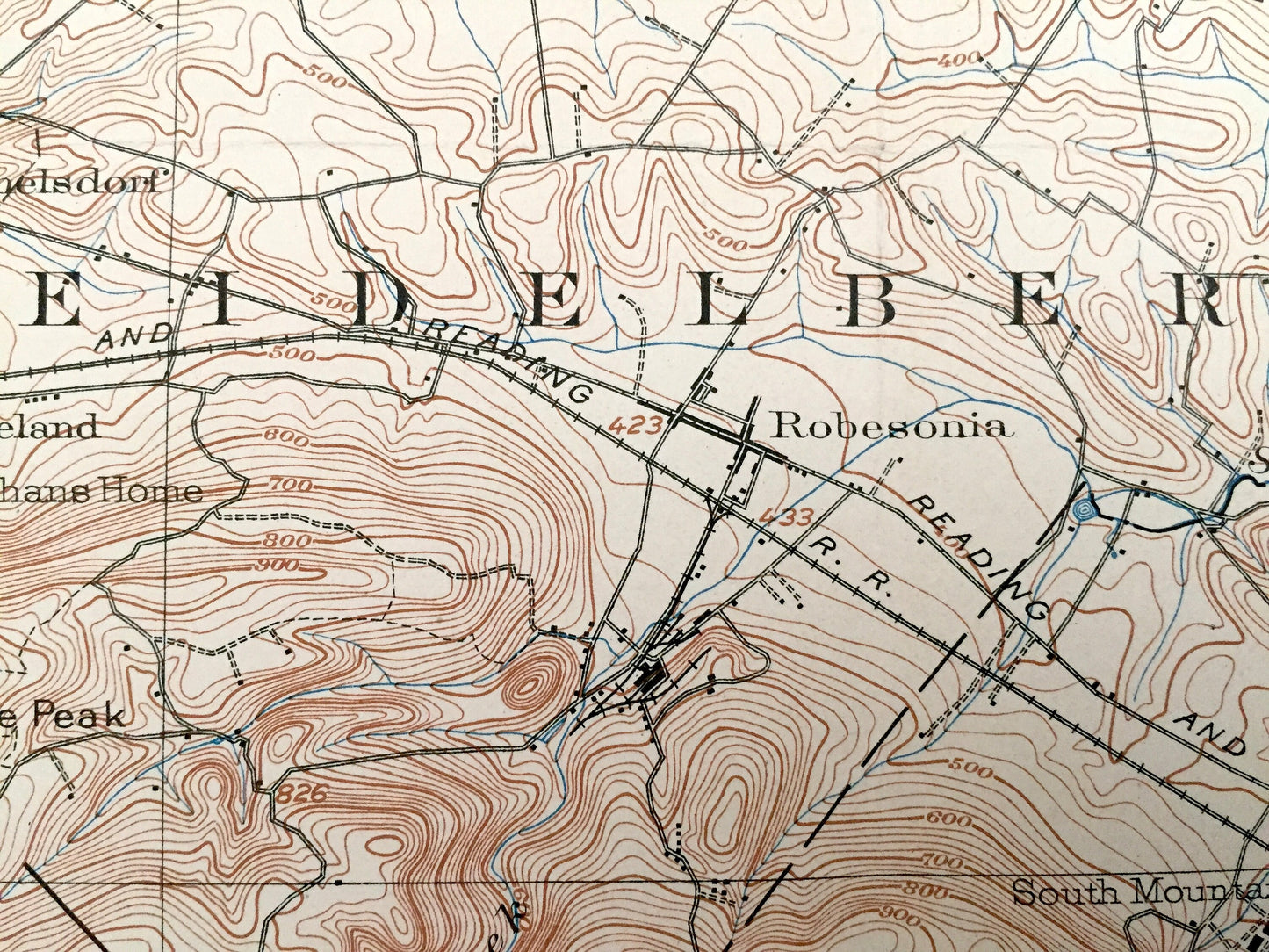 Antique Wernersville, Pennsylvania 1902 US Geological Survey Topographic Map – Berks County, Bethel, Spring, Heidelberg, Marion, Strausstown