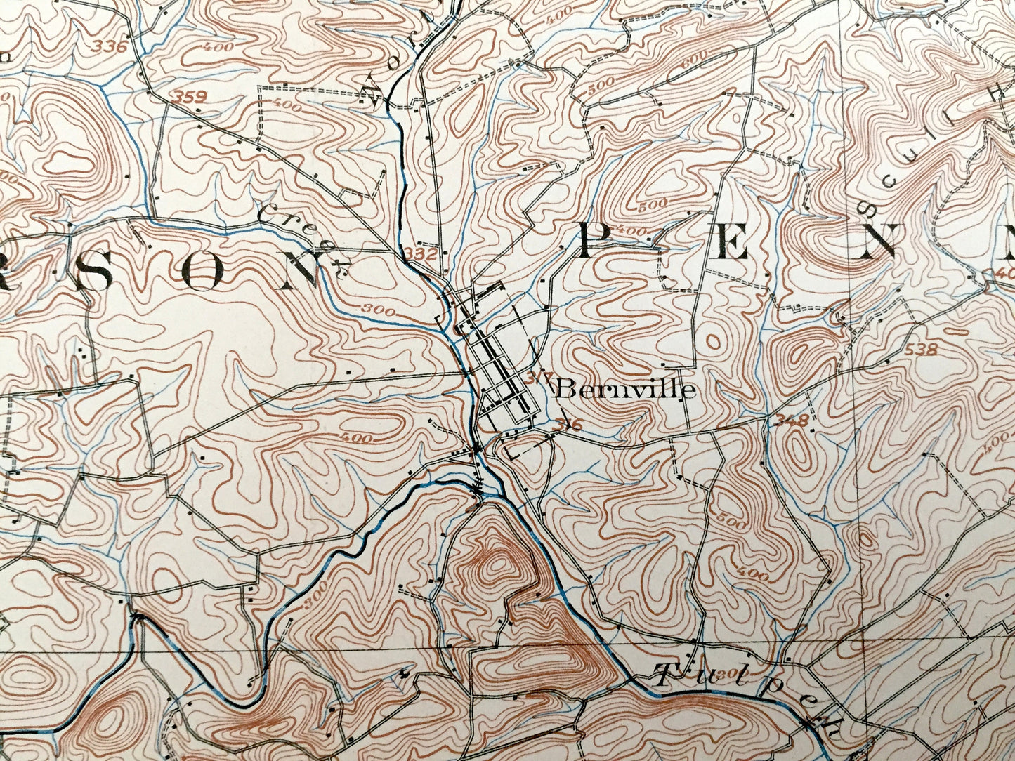 Antique Wernersville, Pennsylvania 1902 US Geological Survey Topographic Map – Berks County, Bethel, Spring, Heidelberg, Marion, Strausstown