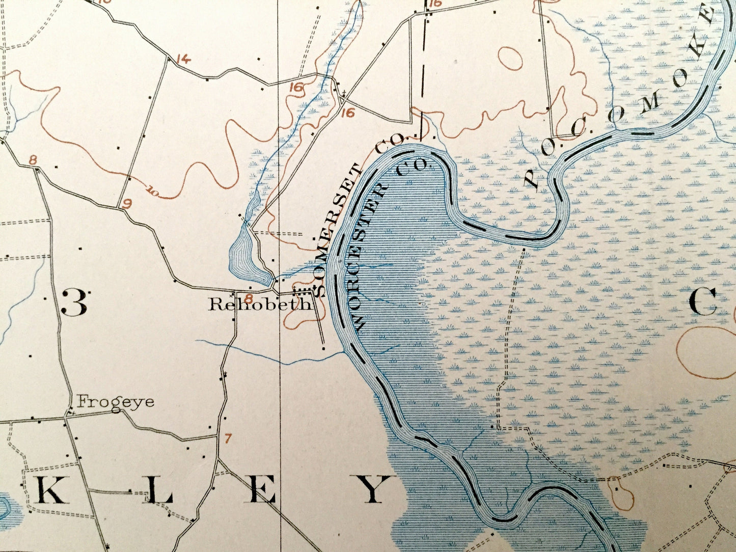 Antique Princess Anne, Maryland 1901 US Geological Survey Topographic Map – Pocomoke, Westover, Wellington, Whiteburg, Cokesbury, Kingston