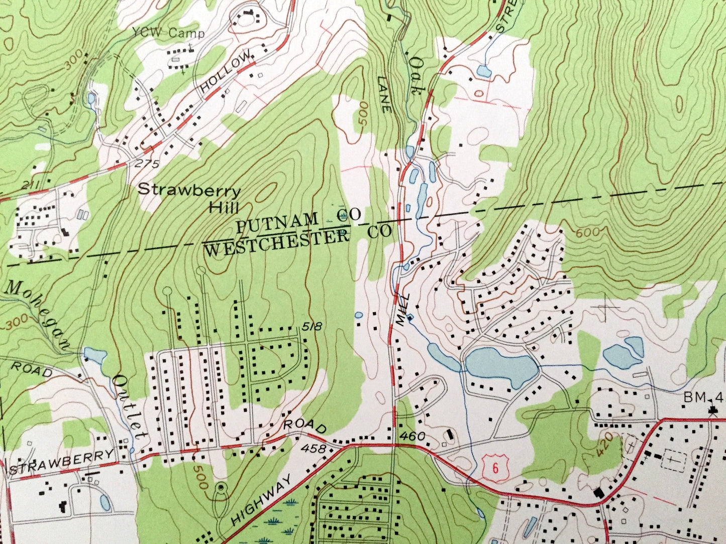 Antique Mohegan Lake, New York 1956 US Geological Survey Topographic Map – Westchester County, Putnam Valley, Cortlandt, Yorktown, Carmel NY