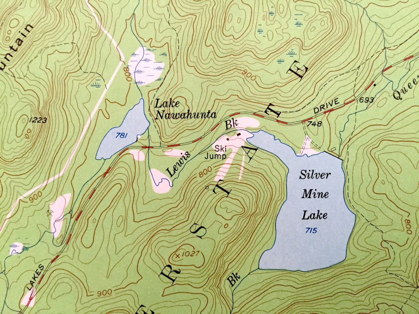 Antique Popolopen Lake, New York 1957 US Geological Survey Topographic Map – Orange, Rockland County, West Point, Highlands Woodbury Camp NY
