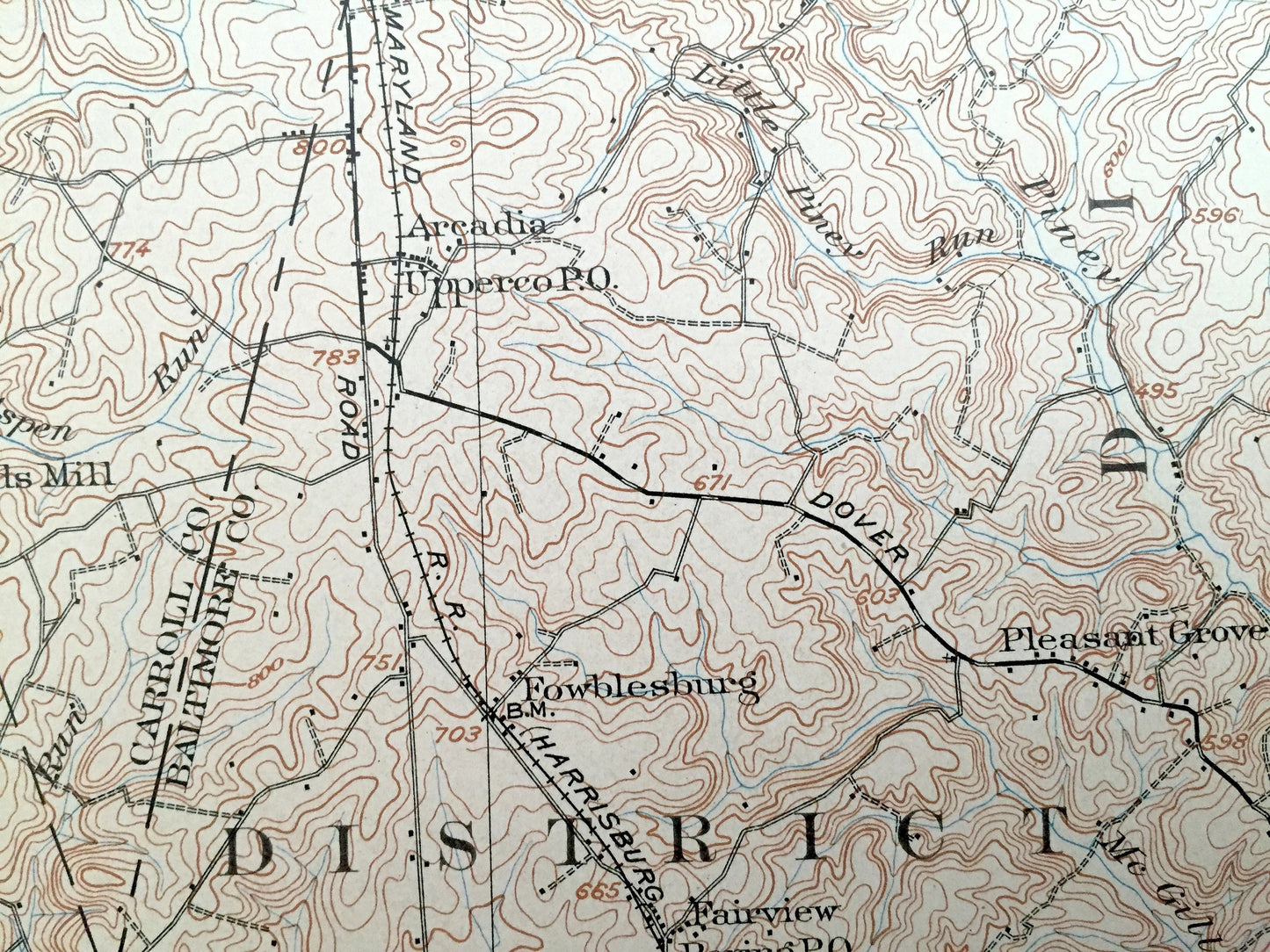Antique Westminster, Maryland 1905 US Geological Survey Topographic Map – Baltimore, Carroll, York County, Pennsylvania, Prettyboy Reservoir