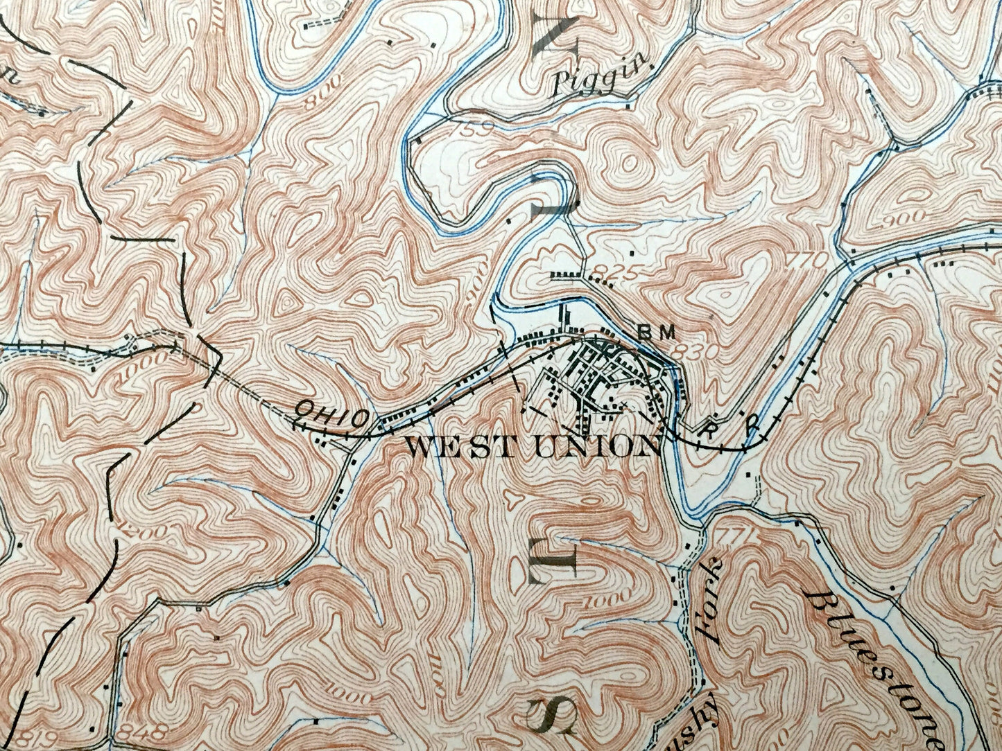 Antique West Union, West Virginia 1905 US Geological Survey Topographic Map – Doddridge County, McElroy, Clay, Grant, Centerville, Greenwood