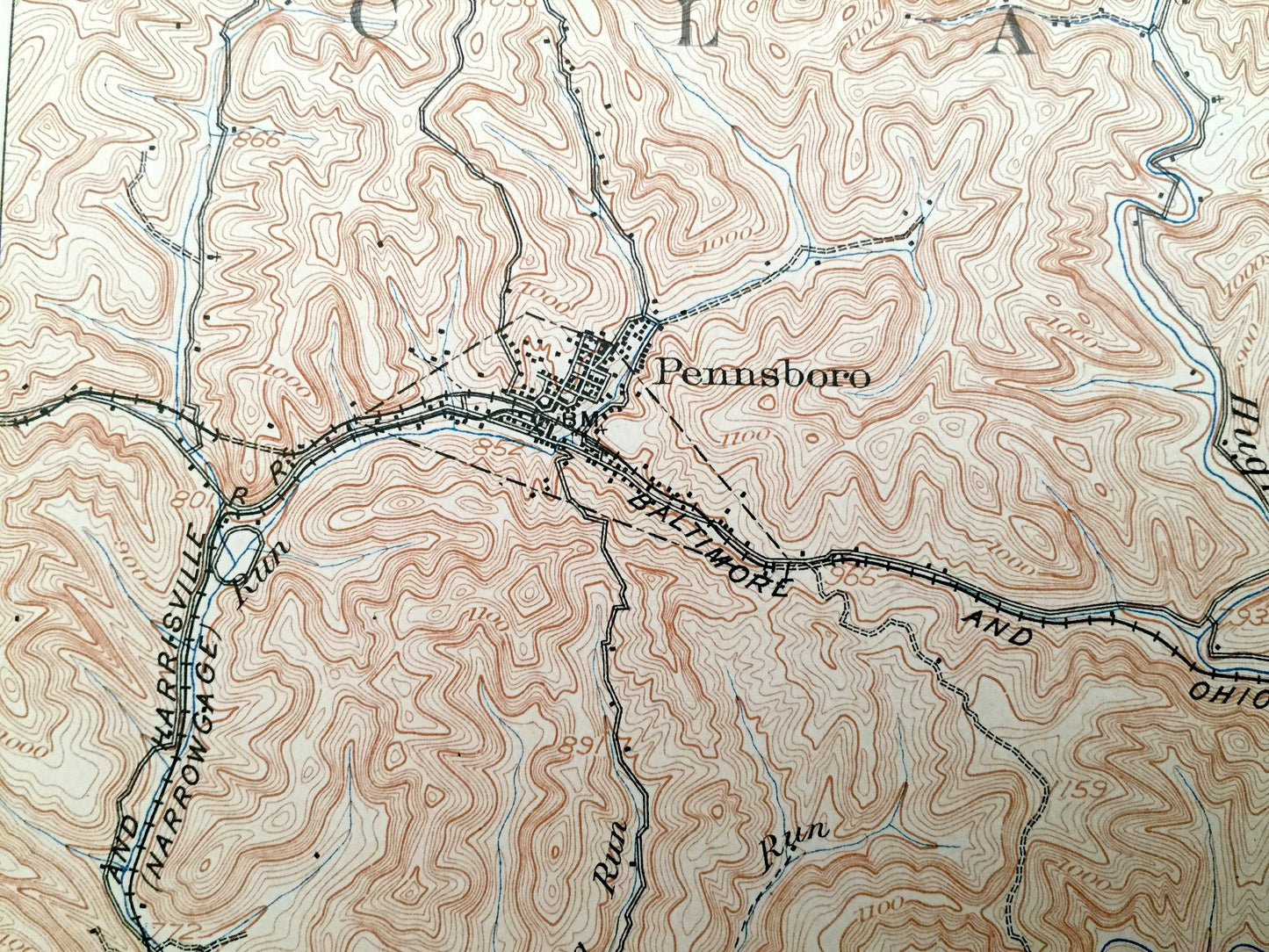 Antique West Union, West Virginia 1905 US Geological Survey Topographic Map – Doddridge County, McElroy, Clay, Grant, Centerville, Greenwood