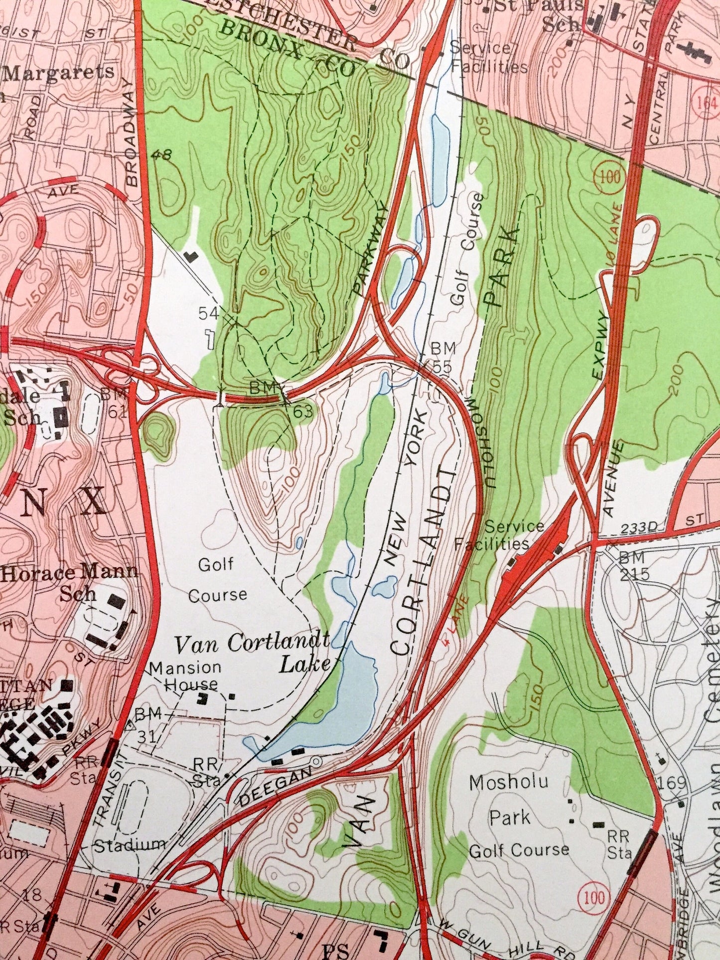 Antique Yonkers, New York 1956 US Geological Survey Topographic Map – Westchester, Bronx County, Bergen County, Bronx, Upstate, New Jersey